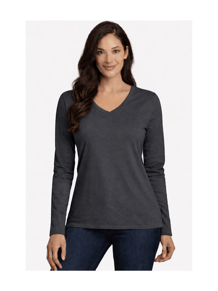 Ladies Womens V Neck Long Sleeve Plain Slim Fit Basic Top Stretchy T-Shirt 8-26