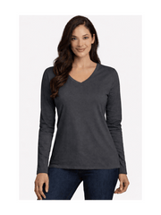 Ladies Womens V Neck Long Sleeve Plain Slim Fit Basic Top Stretchy T-Shirt 8-26