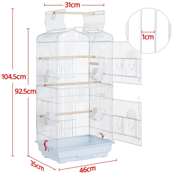 Costoffs Bird Cage Open Top Metal Birdcage with Tray, Feeders, Double-Door, 104.5cm Height