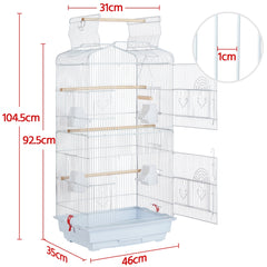 Costoffs Bird Cage Open Top Metal Birdcage with Tray, Feeders, Double-Door, 104.5cm Height