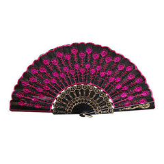 Spanish Lace Silk Folding Hand Held Dance Fan Flower Pattern for Party Wedding