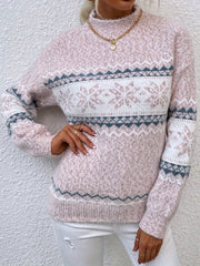 Women Sweater, New Arrival Autumn/ Winter, Style, Turtleneck, Snowflake Pattern, Chenille Pullover Casual Jacquard Sweater, Autumn and Winter Wear, Suitable for Back to, Work, Halloween, Christmas and Other Festivals, Comfortabl