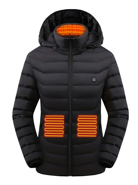 Women's Heated Jacket, Long Sleeved Clothing, USB Electric Heated Jacket with 3 Levels, and 9 Zones, Suitable for Outdoor Camping, Hiking, and Skiing. Warm Clothing (excluding Battery Pack)