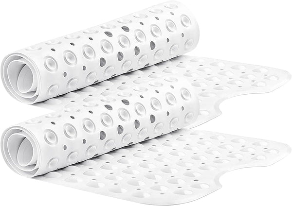 MOONLIGHT20015 Shower Bath Mat Non Slip anti Mould & Mildew with Strong Suction Cups Grip and Drain Holes Soft Rubber Shower Mats - PVC Bathroom Mat Machine Washable (70X38Cm, White)