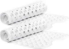 MOONLIGHT20015 Shower Bath Mat Non Slip anti Mould & Mildew with Strong Suction Cups Grip and Drain Holes Soft Rubber Shower Mats - PVC Bathroom Mat Machine Washable (70X38Cm, White)