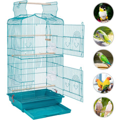 Costoffs Bird Cage Open Top Metal Birdcage with Tray, Feeders, Double-Door, 104.5cm Height