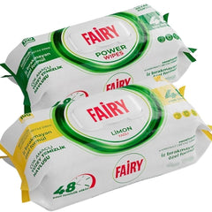Fairy Power Lemon/White Soap Scented Surface Cleaning Wipes - Available in Pack of 2 x 100 Wipes (200 Wipes), Disposable Household Cleaning Wipes for Kitchen & Bathroom