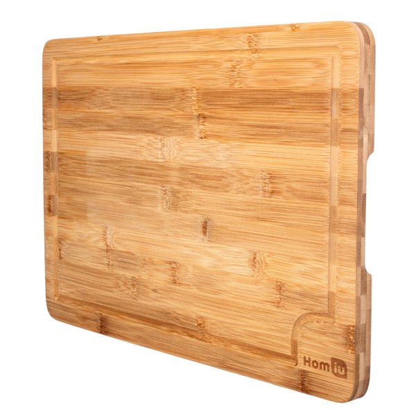 Homiu Premium Large Wooden Chopping Board, 45 x 30 x 2cm, Bamboo Cutting Board for Chopping Meat, Cheese, Vegetables, Multipurpose Wooden Kitchen Cutting Board, Worktop Protector & Serving Platter
