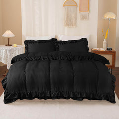 3-Piece Ruffle Frilled Duvet Cover Set – Soft, Comfortable Bedding with Pillowcases, Button Closure, Elegant Layered Design