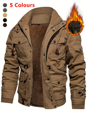 Men'S Thick Mid-Length Jacket with a Hood, Winter Parka for Warmth, Suitable for Outdoor Casual Wear, Featuring a Zip And Multiple Pockets, with a Removable Hat