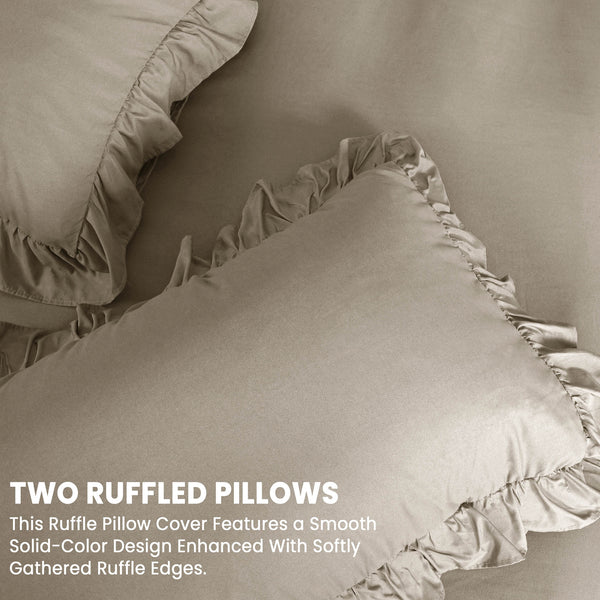 3-Piece Ruffle Frilled Duvet Cover Set – Soft, Comfortable Bedding with Pillowcases, Button Closure, Elegant Layered Design