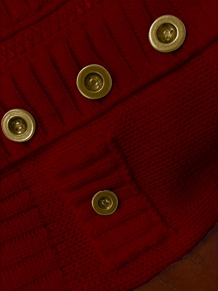 Christmas Women's Elegant Cardigan - Front Zipper & Multi Buttons, Stand-Up Collar Sweater, Structured Fit for Office, Party, Everyday - All-Season Chic Outerwear, Office Wear, Textured Knitwear, Ribbed Texture, Stylish Coverup, Working Professionals