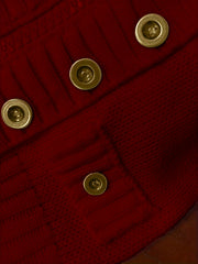 Christmas Women's Elegant Cardigan - Front Zipper & Multi Buttons, Stand-Up Collar Sweater, Structured Fit for Office, Party, Everyday - All-Season Chic Outerwear, Office Wear, Textured Knitwear, Ribbed Texture, Stylish Coverup, Working Professionals