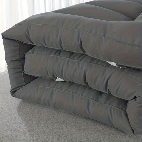 10cm Hotel Quality Mattress Topper | Super Soft with 1200GSM Hollowfiber Filling | Elasticized Corner Straps | Single, Small Double (4ft), Double, King, Super King Size, Grey