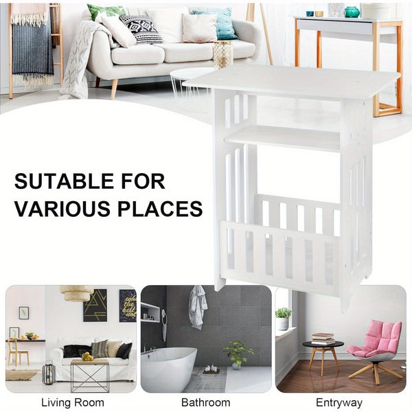 Modern Wooden Nightstand with Three Tiers, Measuring 49X46X29.5Cm, Suitable for Bedrooms, Living Rooms, And Hallways, Easy to Assemble, Can Also Serve As a Coffee Table