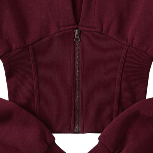 Women 2Pc Corset Fit Set Zip Tracksuit Set Hoodie and Jogger with Zip Front, Ladies Long Sleeves and Straight Leg Pants, All Seasons, Coord Top Set