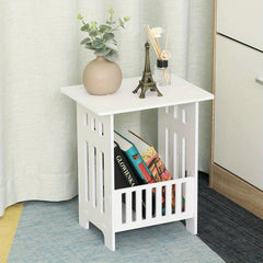 A Small White Tea Coffee Table, a Side Table for The Sofa, a Storage Rack, And a Bedside Table Available in The UK