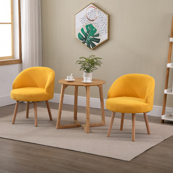 Set of 2 Small Accent Occasional Lounge Sofa, Guest Reception Sofa Chair Office Chair, Tub Chairs Upholstered Fabric with Solid Wood Legs