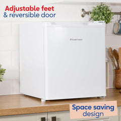 Russell Hobbs Table Top Larder Mini Fridge 40L Capacity, Quiet Running 39DB, Reversible Door, 0 to 8 Degrees Manual Temperature Control, White RHTTLF2E1W