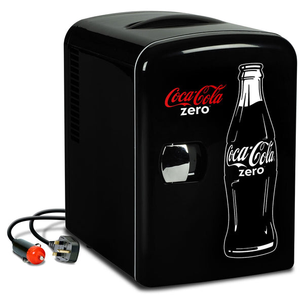 Coca Cola 4L Mini Fridge Coke Zero 6 Can Portable 12V Cooler / Warmer in Black