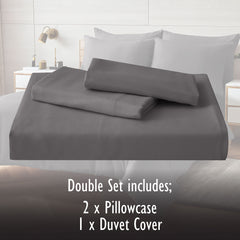Duvet Cover Set with Matching Pillowcase Microfibre Wrinkle Resistant with Quick Popper Fastening