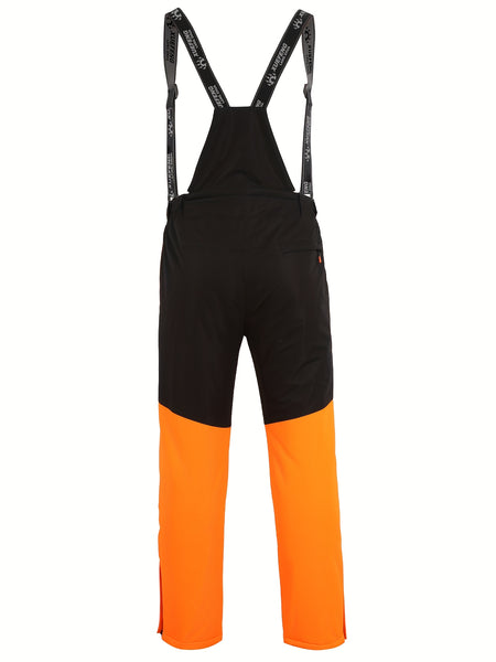 2025 New Men's Winter Thickened Ski Pants, Patchwork Design, Detachable Suspenders, Extra Thick and Warm, Suitable for Outdoor Skiing, Hiking, and Mountaineering