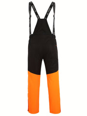 2025 New Men's Winter Thickened Ski Pants, Patchwork Design, Detachable Suspenders, Extra Thick and Warm, Suitable for Outdoor Skiing, Hiking, and Mountaineering