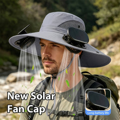 Solar Fan Outdoor Bucket Hat, USB Charging & Wind Speed Adjustable, & Breathable Mesh Design, Solar Powered & USB Rechargeable, Unisex Fishing Hat, Solar Fan Hat for Men