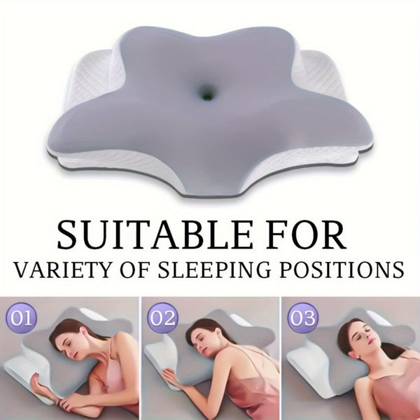 1pc Slow Rebound Cervical Pillow, Ergonomic Neck Contour Support for Side Sleep, Machine Washable Cool Soft Pillow Cover