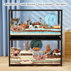 BUCATSTATE 80/100cm Guinea Pig Cage Small Pets Habitats Large Stackable with Top Access Easy Assemble, Dwarf Syrian Hamster House for Guinea, Gerbil