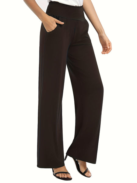 Tooluck Ladies' casual elastic waist straight trousers