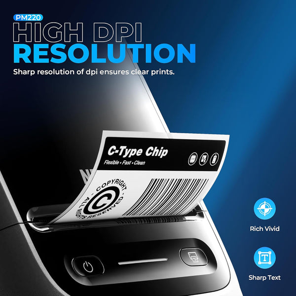 Nelko PM220 Bluetooth Thermal Label Printer, 2 Inch Portable Label Maker Machine for Ios & Android Phone, Sticker Printer for Clothing, Retail, Address, Barcode, Home, with 1 Roll 40X30Mm（White）