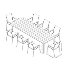 Sunvilla Dark Forest 9 Piece Extending Sling Dining Patio Set + Cover