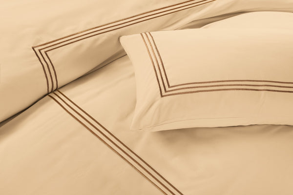 Embroided Baratta Stitch Duvet Cover Set with Matching Pillowcases - Ultra-soft Brushed Microfibre – Chic & Modern Design – Easy Care & Machine Washable