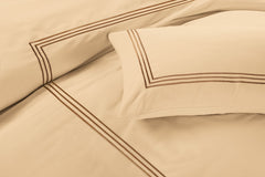 Embroided Baratta Stitch Duvet Cover Set with Matching Pillowcases - Ultra-soft Brushed Microfibre – Chic & Modern Design – Easy Care & Machine Washable