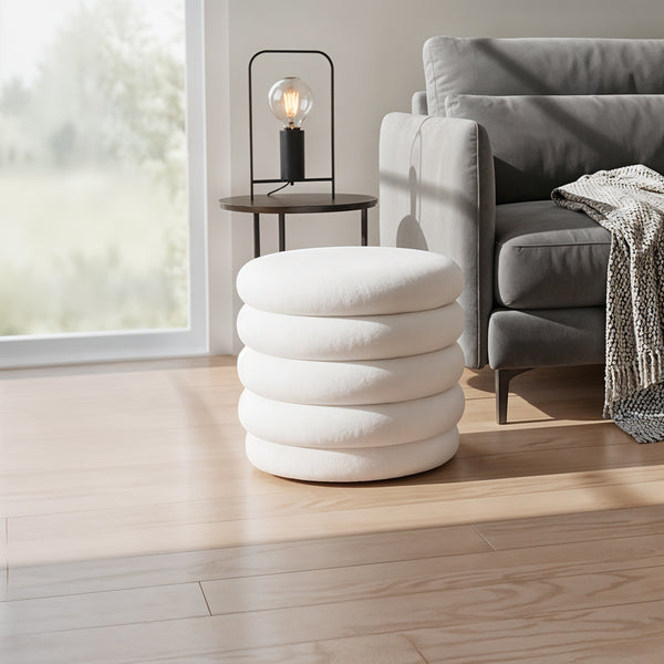 Space-Saving White Teddy Velvet Storage Ottoman - Multi-Use Storage Stool Vanity Stool Bed End Stool, Valentine'S Day Easter Multi-Use for Living Room Makeup Room Bedroom