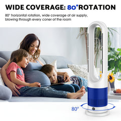 Bladeless Tower Fan for Bedroom Home Office, Quiet Oscillating Cooling Fan with Remote Control, 8 Speeds Pedestal Fan, 80° Wide Angle Air Circulator, 8H Timer LED Display, Safe for Kids And Pets