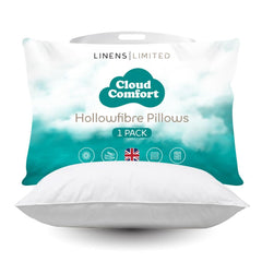 Linens Limited Soft Pillows, Made in the UK, Cloud Comfort, Soft and Firm with Orthopedic Support, Non-Allergenic Polycotton Polyester Hollowfibre, Machine Washable