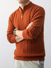 Christmas Gift for Men, New Twist Zipper Collar Pullover Sweater, Autumn And Winter Style, with Velvet, Thickened, Warm And Cold-Resistant, Can Be Worn Inside Or Outside, Casual And Versatile Essential, Knit