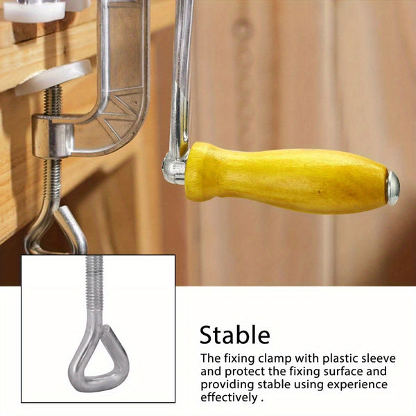 6-in-1 Manual Meat Grinder Aluminum Alloy Sausage Filling Machine Wooden Handle Meat Grinder for Meat and Vegetable Grinding and Sausage Filling