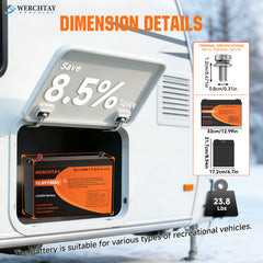 WERCHTAY 12.8V Lifepo4 Battery with Capacities of 300/200/100Ah, Featuring A+ Grade Battery Cells, Over 25, 000 Deep Cycles, And an Intelligent BMS for Protection Against Overcharging And Over-Discharging, Suitable for Home Energy Storage