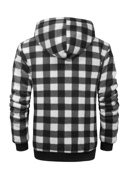 Jacket for Men Heavyweight Fleece Hoodies Thick Sherpa Lined Flannel Plaid Shirt Jacket