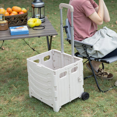 Grey/ Green Foldable Office Trolley, Portable Folding Shopping Trolley, Two-wheel Large-capacity Storage Box, Portable Pushable Shopping Cart Storage Box, Adjustable Railings
