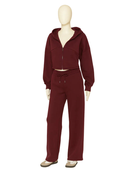 Women Corset Fit Hoodie and Trouser 2Pc Zip Tracksuit Set 2Pc Set with Zip Front, Long Sleeves and Straight Leg Pants, Perfect for All Seasons, Top Set