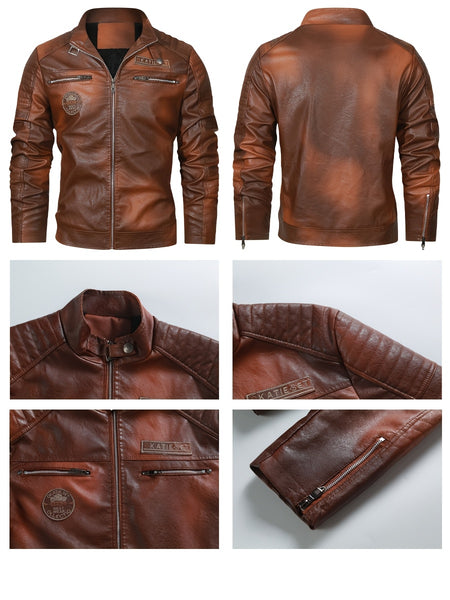 Autumn And Winter Small Collar Jacket Male Korean Version Slim Jacket New Trend Motorcycle Jacket Male Bomber Jacket Jacket for Men