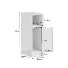 Slim Bedside Table, High Gloss Narrow Nightstand, Small Bedside Cabinet with Storage Space Saving for Bedroom Storage Unit, Living Room Small Sofa Side End Table