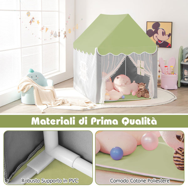 Large Kids Play House with Washable Mat and Star Lights