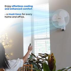 Schallen White 16 Inch Wall Mounted Fan 40cm Oscillating Cooling Fan with Remote Control, 3 Speed Settings, Timer Function, Adjustable Tilt Air Circulator Wall Fan for Bedroom, Kitchen, Office, Garage, Home Cooling Fan UK Plug