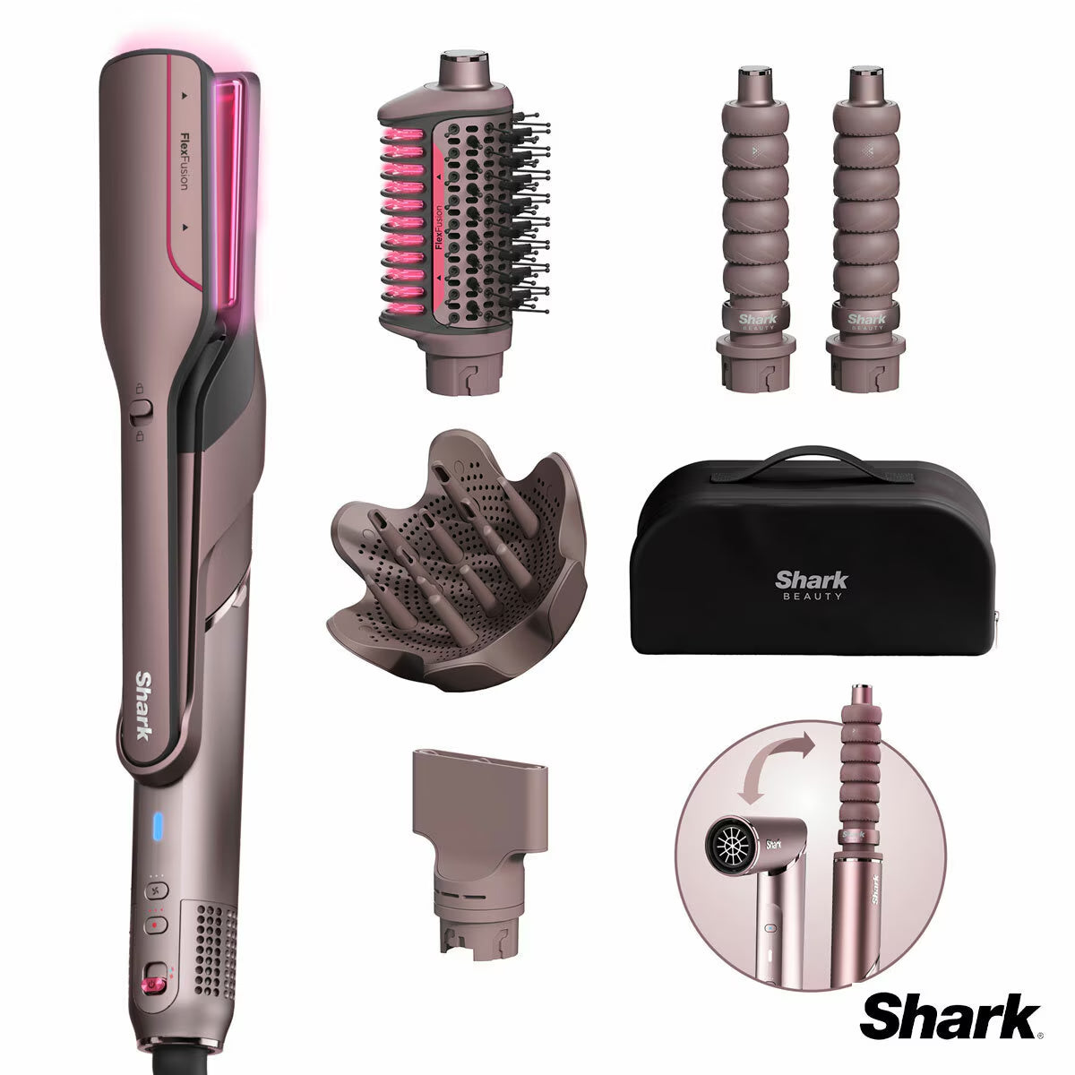 Shark Flexfusion Straight 5-In-1 Air Styler & Dryer & Ceramic Straightener with Case, HD625SUK