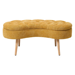 1pc Creative Curved Design Storage Stool, Sofa Stool for Home Living Room, Shoe Changing Stool At Entrance of The Entrance, Bedside Stool Storage Stool for Bedroom, Yellow, 103*39*45cm